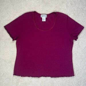 KnittMixx Lettuce Hem Vintage Stretch Short Sleeve T-shirt Purple Size X-Large